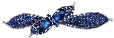 

GELILIA Unique Rhinestone Crystal Studded Floral Bowknot Hair Clip(Blue, Silver)