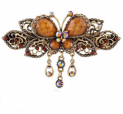 

GELILIA Beautiful Butterfly Style Crystal Studded Hair Clip(Brown)