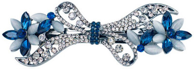 

GELILIA Exquisite Opal & Crystal Floral Bowknot Hair Clip(Blue, Silver)