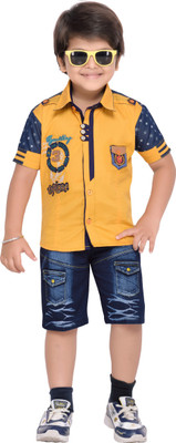 

AJ Dezines Boys Casual Shirt Shorts(Yellow
