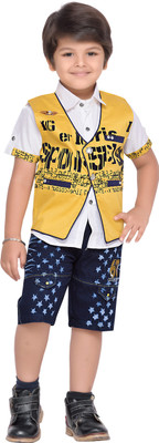 

AJ Dezines Boys Casual Shirt Shorts(Yellow