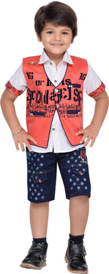 

AJ Dezines Boys Casual Shirt Shorts(Red