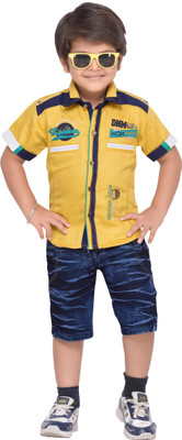 

AJ Dezines Boys Casual Shirt Shorts(Yellow