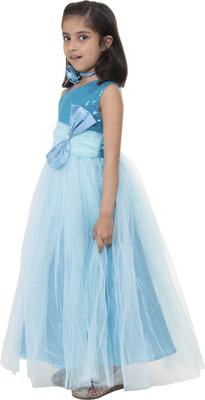 

Samsara Couture Girls Maxi/Full Length Party Dress(Light Blue, Sleeveless, Frozen