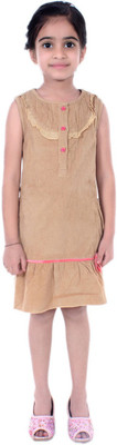 

Shilpbazaar Girls Midi/Knee Length Casual Dress(Beige, Cap Sleeve