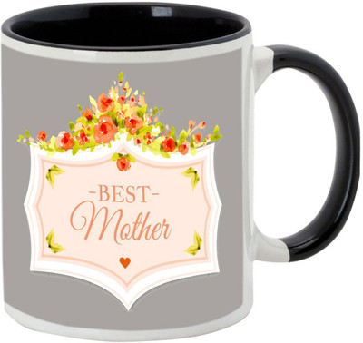 AllUPrints Stylish Mother's Day Gift Black Ceramic Mug(325 ml), Multicolor