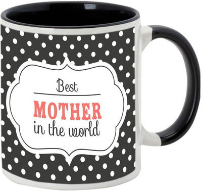 

AllUPrints The Best Mom Ever Black Ceramic Mug(325 ml), Multicolor