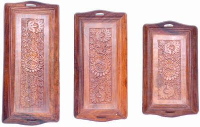 Rocking Boys Wooden Serving Set Tray(Pack of 3)