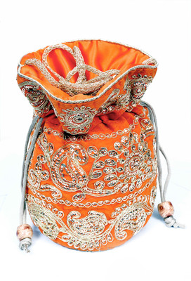 

Craft Trade Zari Work Potli(Orange)