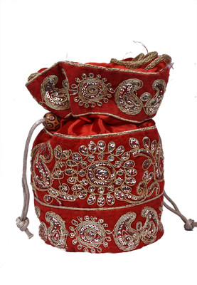 

Craft Trade Zari Work Potli(Red)