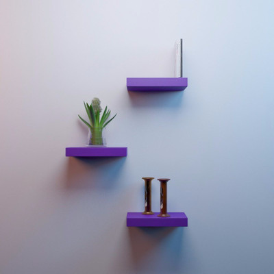 

Onlineshoppee Flotante Set of 3 MDF Wall Shelf(Number of Shelves - 3, Purple)