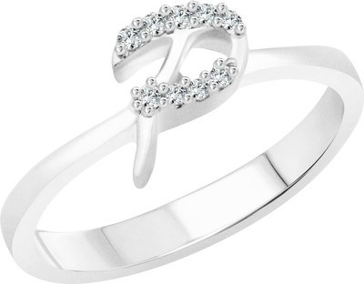 VIGHNAHARTA Initial ''P'' Alphabet Rose Alloy Cubic Zirconia Gold Plated Ring