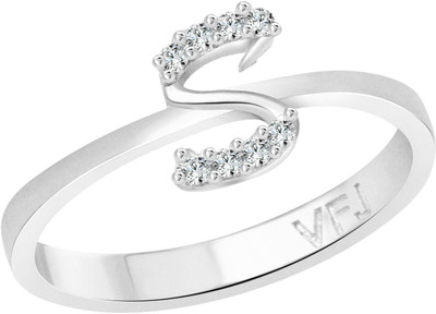 VIGHNAHARTA Initial ''S'' Alphabet Rose Alloy Cubic Zirconia Gold Plated Ring