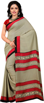 Vardan PRINTS Printed Bollywood Crepe Saree(Red)