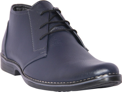 

LEATHER CHIEF ANKLE SHOE Lace Up For Men(Blue