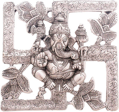 

Gomati Ethnic Antique White Metal Swastik Ganesha Hanging Decorative Showpiece - 18 cm(Aluminium, Silver)