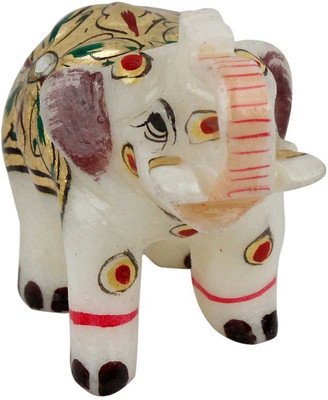 

Halowishes Marble Elephante Decorative Showpiece - 8 cm(Stoneware, White)