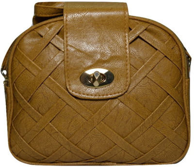 RIZTA Women Casual Khaki Leatherette Sling Bag