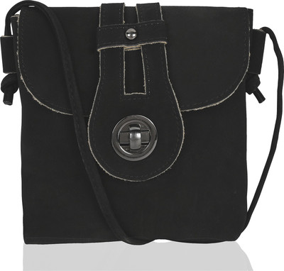 

Kleio Women Casual Black PU Sling Bag