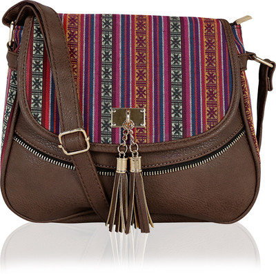 

Kleio Women Casual Brown Leatherette Sling Bag