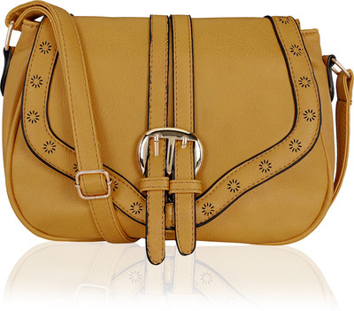

Kleio Women Casual Yellow Leatherette Sling Bag