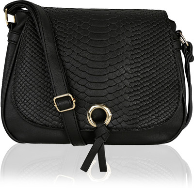 Kleio Women Casual Black Leatherette Sling Bag