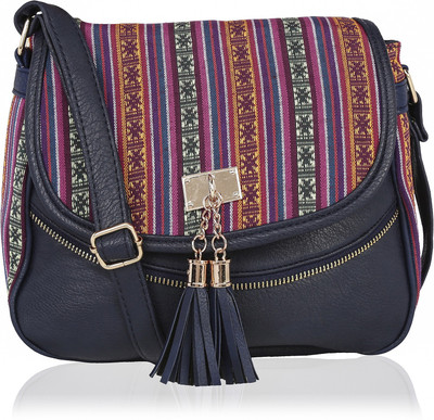 

Kleio Women Casual Blue Leatherette Sling Bag
