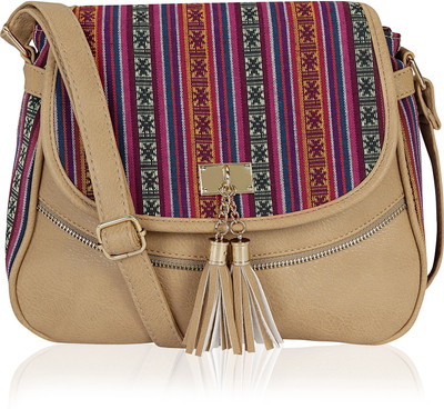 

Kleio Women Casual Beige Leatherette Sling Bag