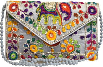 

5elementz Girls Evening/Party Multicolor Silk Sling Bag