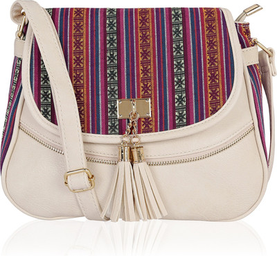 

Kleio Women Casual White Leatherette Sling Bag