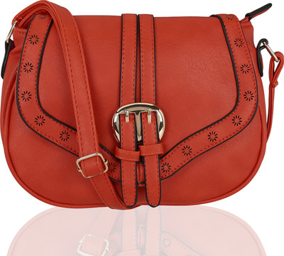 

Kleio Women Casual Orange Leatherette Sling Bag