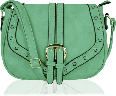 

Kleio Women Casual Green Leatherette Sling Bag