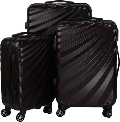 

FLYwithme 4 wheels Set of 3 Burgundy( 1 Cabin and 2 Check-in Luggage -  inch(Black