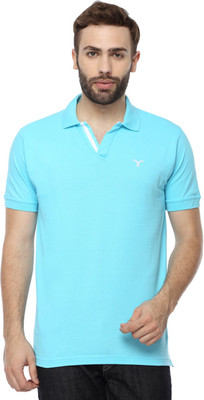 

Youthen Solid Men' Polo Neck Light Blue T-Shirt