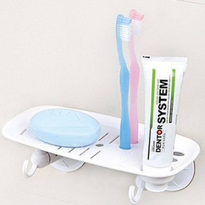 

Sukot Multi Use Suction Wall Mount Soap + Toothbrush Holder Plastic Toothbrush Holder(White, Wall Mount)