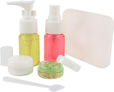 

HOKIPO Clear Plastic Refillable Spray Bottles with Zippered Pouch, 6 Pieces - [Airline Carry-On Approved] Travel Toiletry Kit(White)