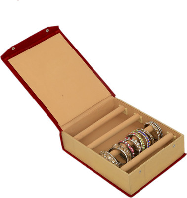 

Kuber Industries " Four Roll Bangle Box In Velvet Hard Board Material (KI19429) " Bangle Vanity Box(Red)