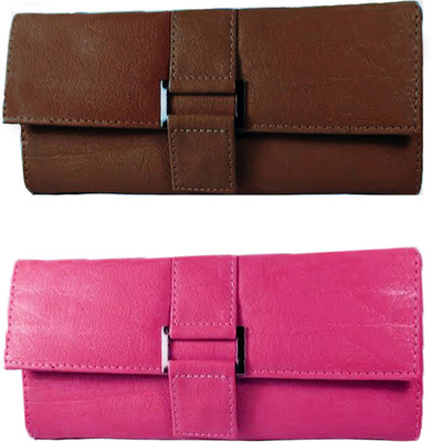 

Lady bar Girls Brown, Pink Canvas Wallet(6 Card Slots), Brown-magenta