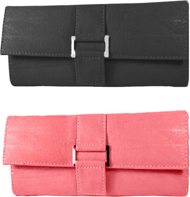 

Lady bar Girls Black, Pink Canvas Wallet(6 Card Slots), Black-peach