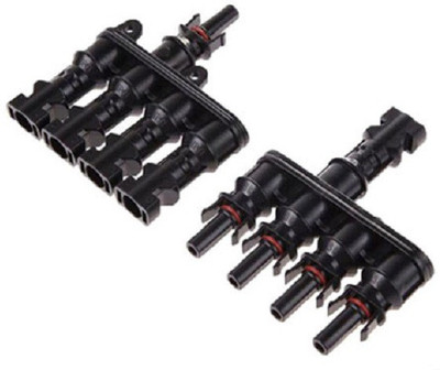 surcle 4 in 1 T Solar MC4 Tconnectors PV connector Wire Connector(Black, Pack of 2)