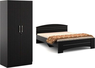 

Spacewood Engineered Wood Bed + Wardrobe(Finish Color - Natural Wenge)