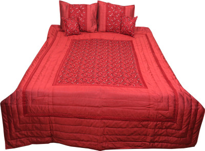 

Indistar Velvet Double King Self Design Bedsheet(Pack of 1, Red)