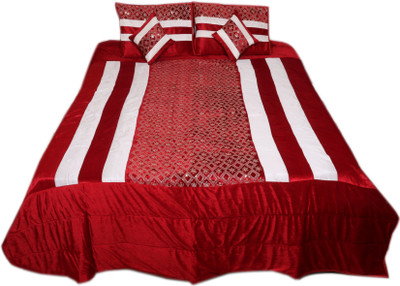 

Indistar Velvet Double King Self Design Bedsheet(Pack of 1, Maroon:White)