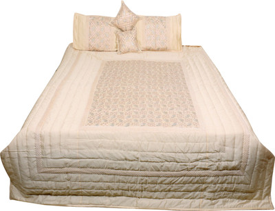 

Indistar Velvet Double King Self Design Bedsheet(Pack of 1, Beige)
