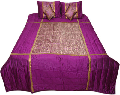 

Indistar Velvet Double King Self Design Bedsheet(Pack of 1, Purple:Brown)