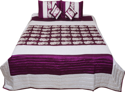 

Indistar Velvet Double King Self Design Bedsheet(Pack of 1, Purple:White)