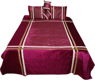 

Indistar Velvet Double King Self Design Bedsheet(Pack of 1, Purple)
