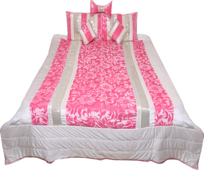 

Indistar Velvet Double King Self Design Bedsheet(Pack of 1, Pink:White)