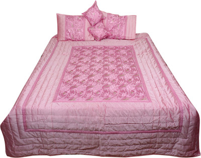 

Indistar Velvet Double King Self Design Bedsheet(Pack of 1, Pink)