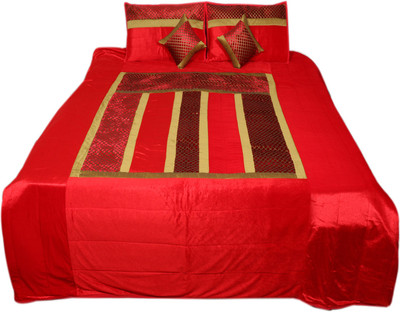 

Indistar Velvet Double King Self Design Bedsheet(Pack of 1, Red:Golden)
